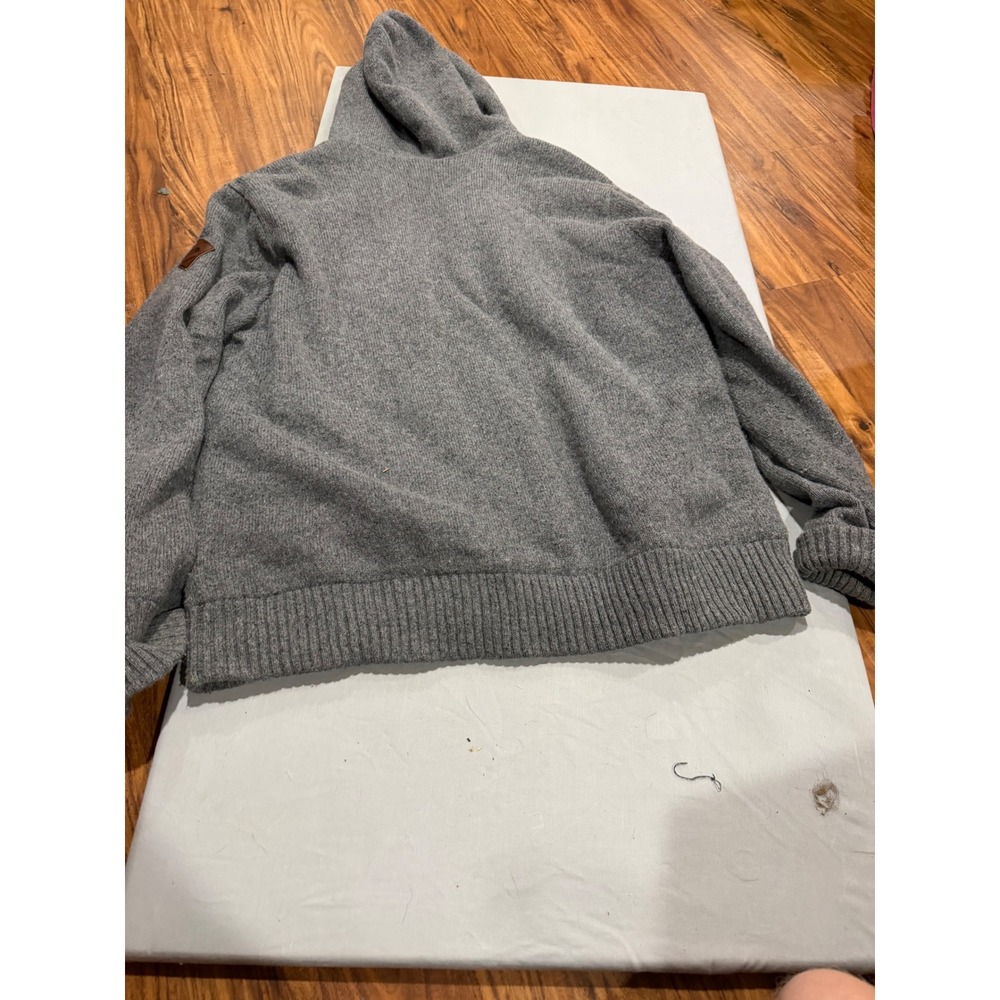 Gorpcore Mens The North Face Full Zip Sherpa Lined Hooded Sweater XL Gray